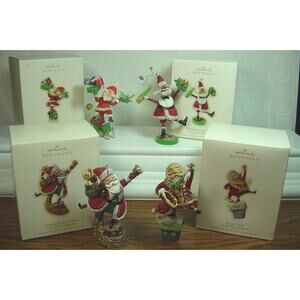 4 HALLMARK A SANTA CLAUS CHRISTMAS ORNAMENTS-ALL DIFFERENT-FROM 2008